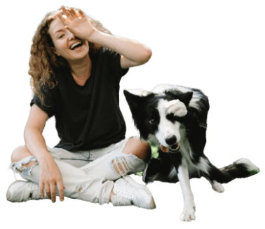 Pet parent with dog